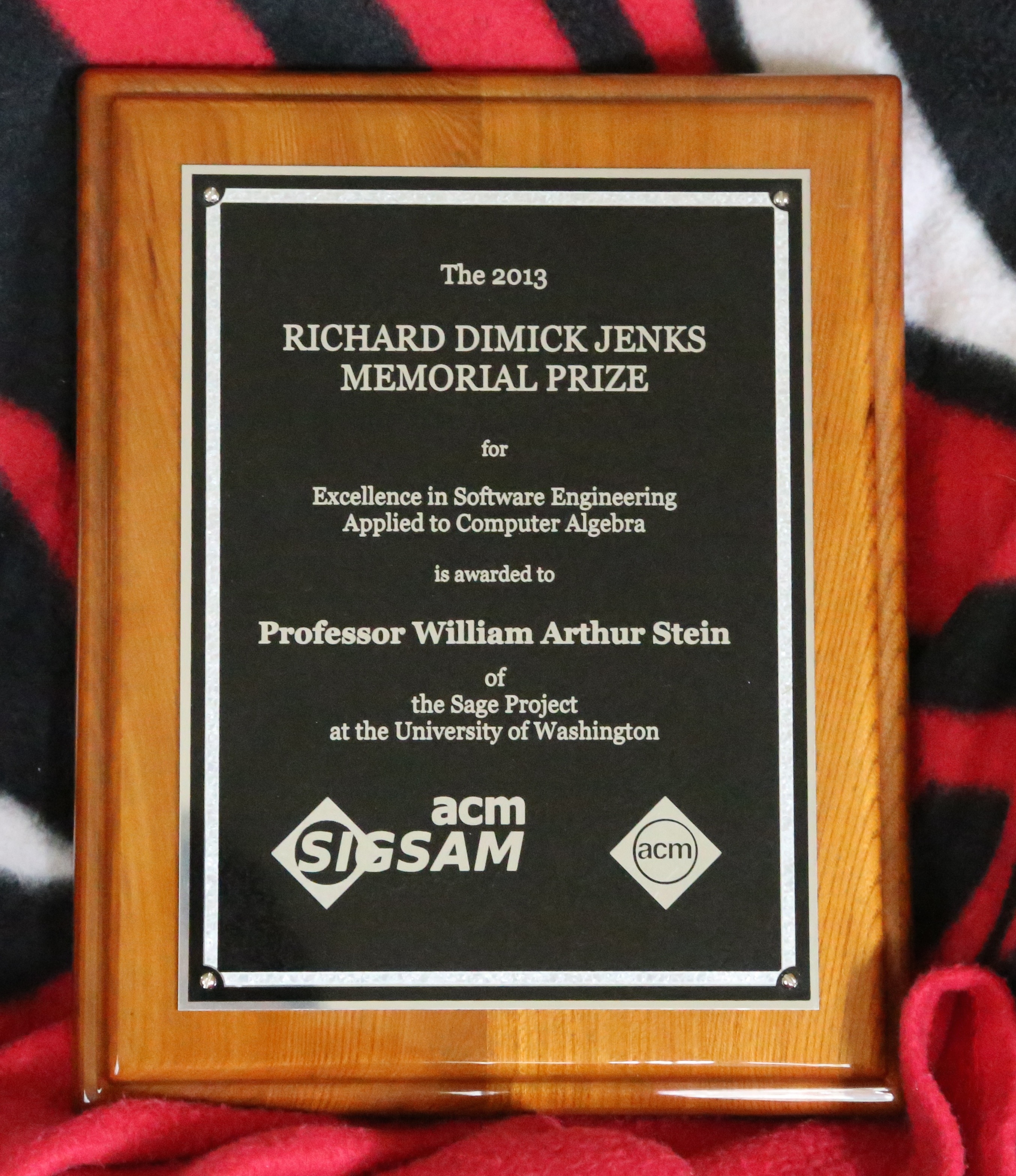Image of the 2013 Jenks Prize Plaque